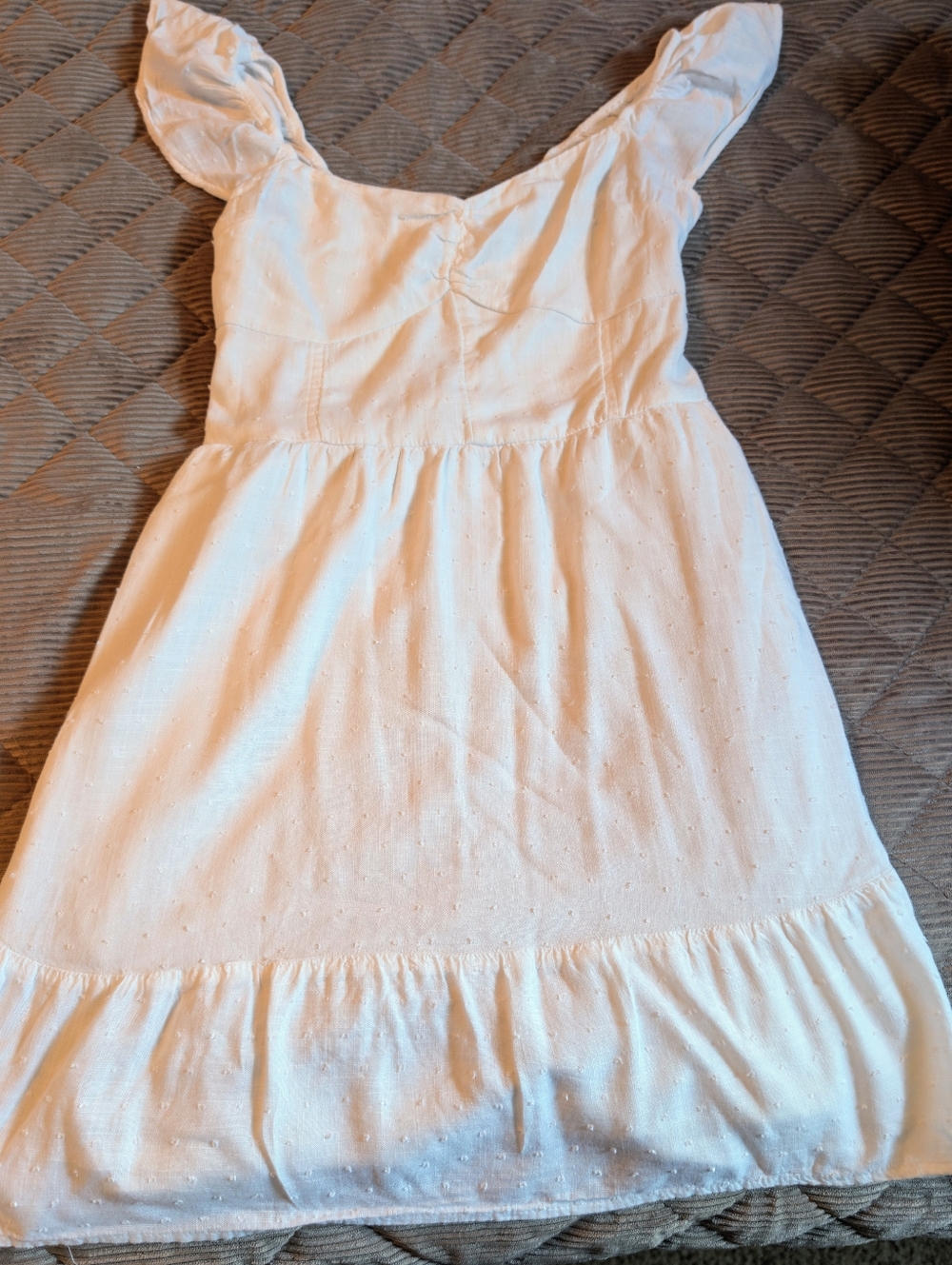 Junior Girls Hollister White Eyelet Tiered Dress - XS